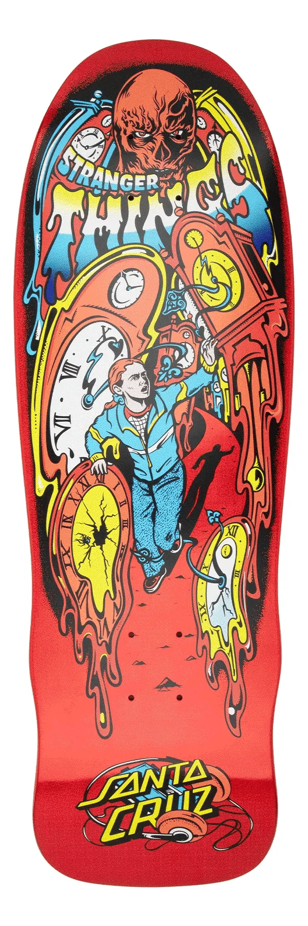 9.7in Stranger Things Grabke Max Melting Clock Santa Cruz Skateboard Deck
