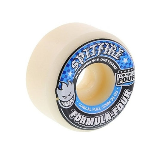 Spitfire F4 Conical Full Wheels Set White Blue 52mm/99d