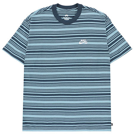 Nike SB Max90 Striped Embroidered Logo Tee - Blue