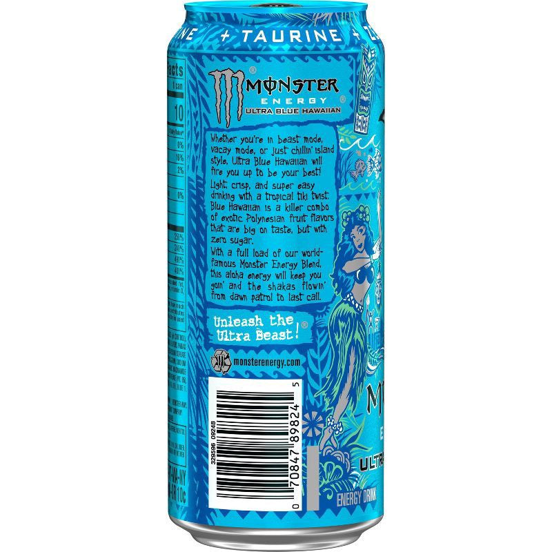 Monster Energy Drink Ultra Blue Hawaiian zero Sugar