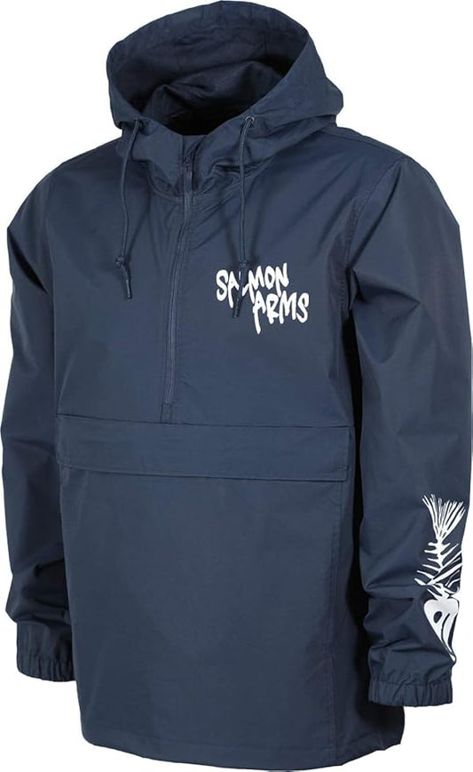 Bones Hooded Coach Jacket Navy Blue X Salmon Amrs