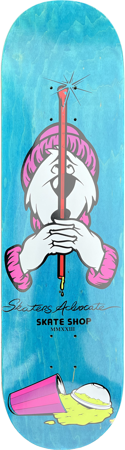 Skaters Advocate Straw and Bear Skate Deck 32.125" X 8.50" Raspberry Bear/Assorted Veneers