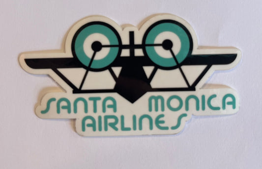 Santa Monica Airlines Airplane Sticker Black/Teal