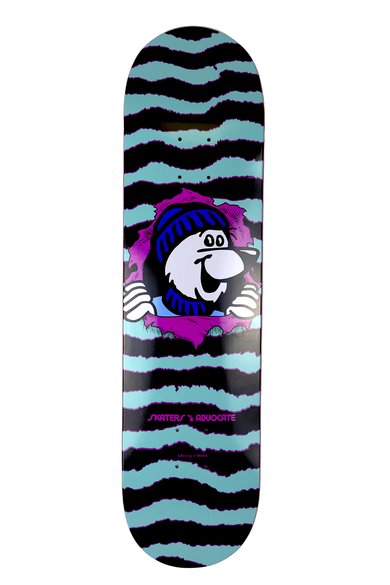 Skaters Advocate Ripper Bear Turquoise, Pink, Black 31.875" X 8.0" Skateboard Deck