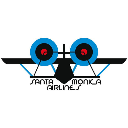 Santa Monica Airlines Plane Sticker Blue/Red