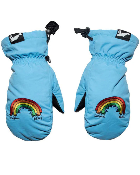 Salmon Arms Classic Baby Blue Rainbow Snowboard Mittens 2025