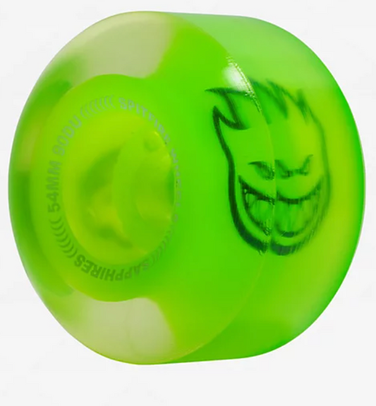 Spitfire Sapphires Wheels - Neon Green Black 58mm
