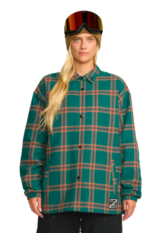 VOLCOM WOMENS INSULATED RIDING FLANNEL JACKET ATLANTIC DEEP 2026