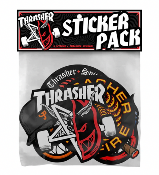 Spitfire Thrasher Sticker Pack Black White 5pack