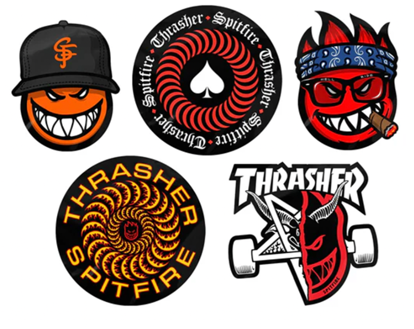 Spitfire Thrasher Sticker Pack Black White 5pack