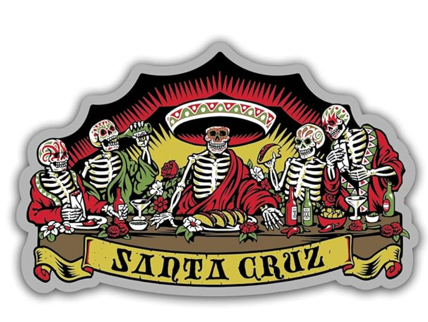 Santa Cruz Guzman Dead Diners 4.25in Santa Cruz Sticker