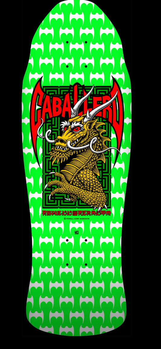 Powell Peralta Steve Caballero Street Reissue Skateboard Deck Green/White - 9.625 x 29.75