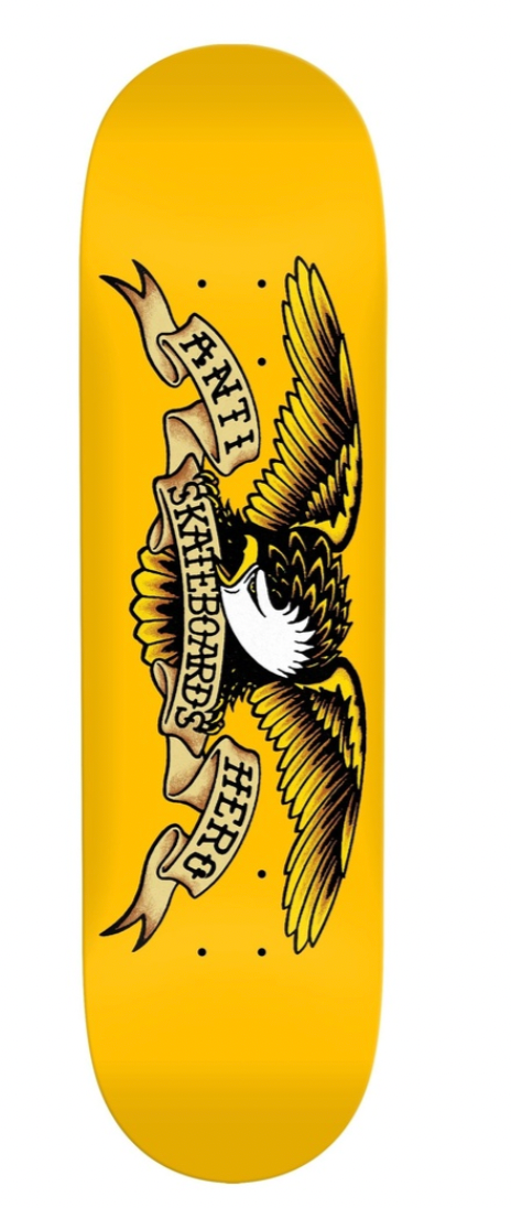 ANTI-HERO TEAM DBX EAGLE YELLOW DECK 8.25 SKATEBOARD DECK