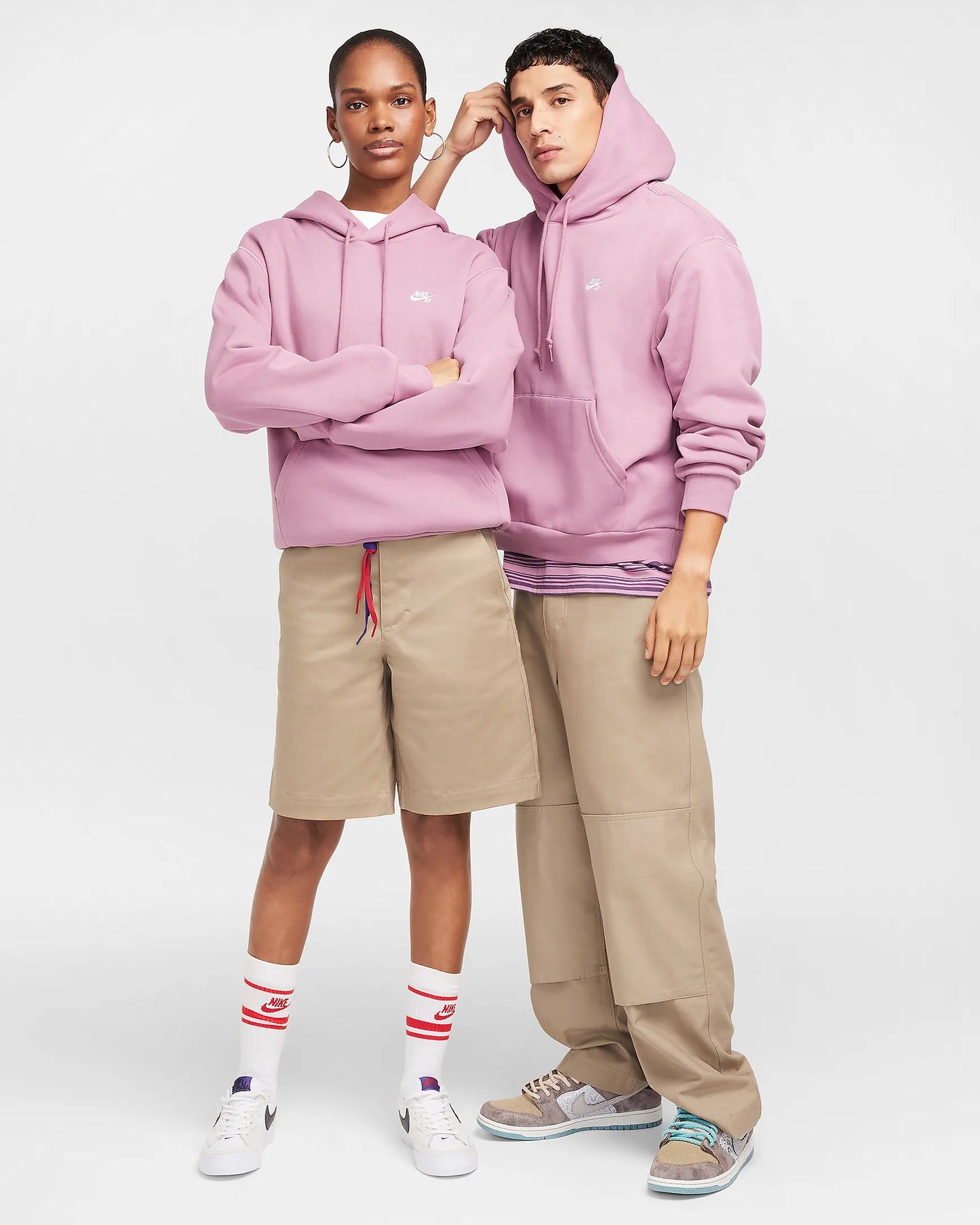 Nike SB Fleece Pullover Skate Hoodie Plum Dust/White