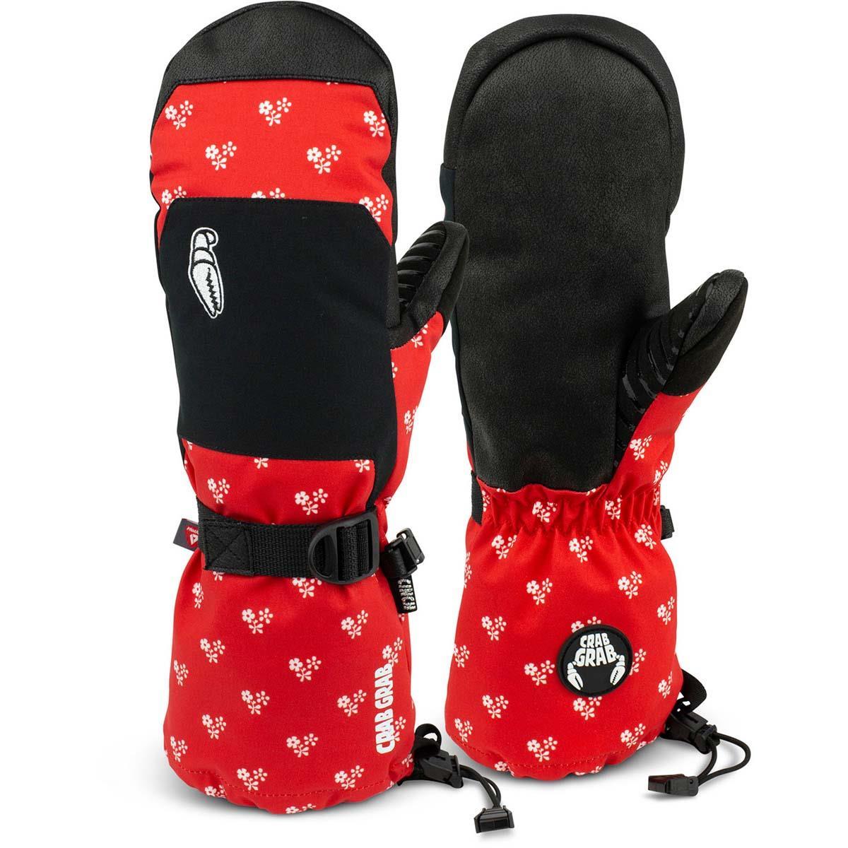 Crab Grab Womens Cinch Mitt Little Flowers Red