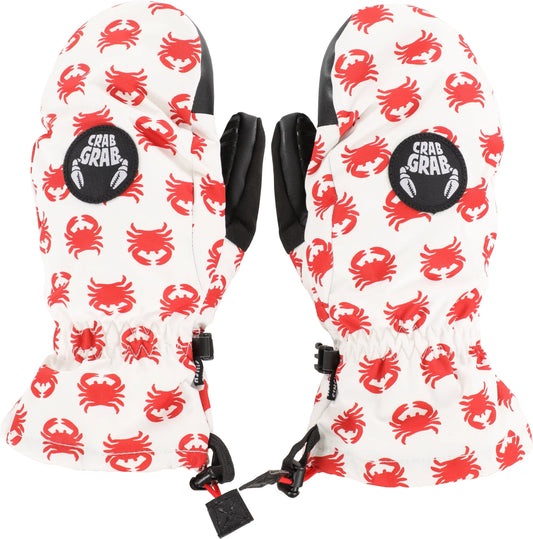 Crab Grab Cinch Youth White/Red Crabs Snowboarding Mitten 2025