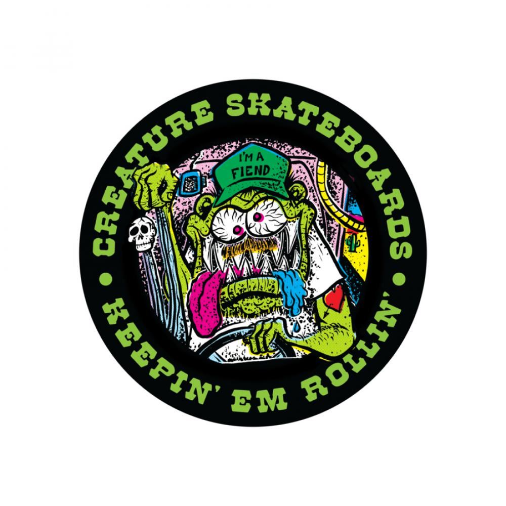 Creature Skateboards Keep Em Rolling Sticker 3" X 3"