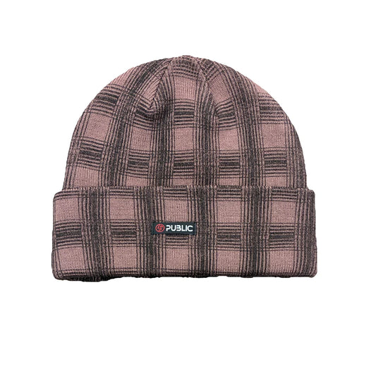 PUBLIC SNOWBOARDS Plaid Beanie (Red/Black)