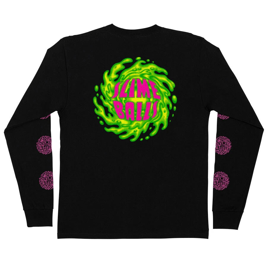 Santa Cruz SLIME BALLS SB LOGO LONG SLEEVE Skateboard T Shirt BLACK