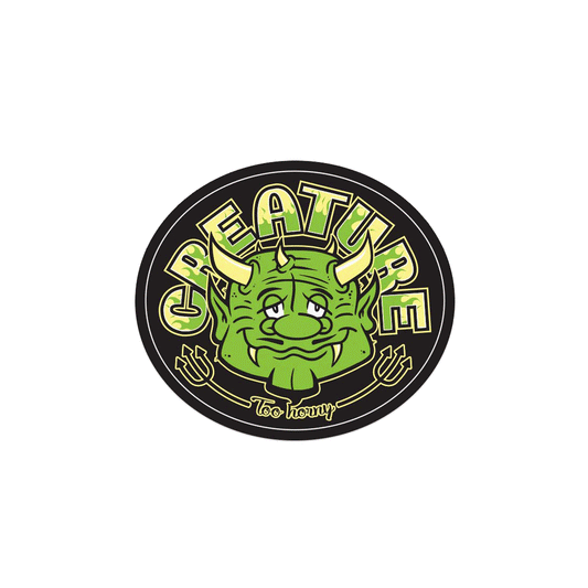 CREATURE Too Horny Skateboard Sticker Green 3.5" X 3"