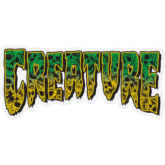 Creature Catacomb Sticker Green and Yellow 6.25" X 2.83"