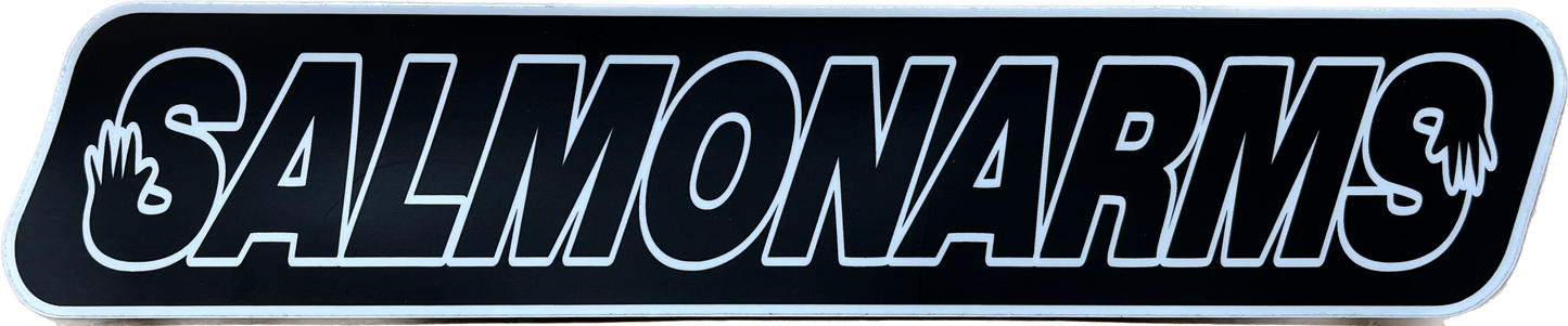 Salmon Arms Fishpaw Bumper Sticker 11" X 2" Black and white