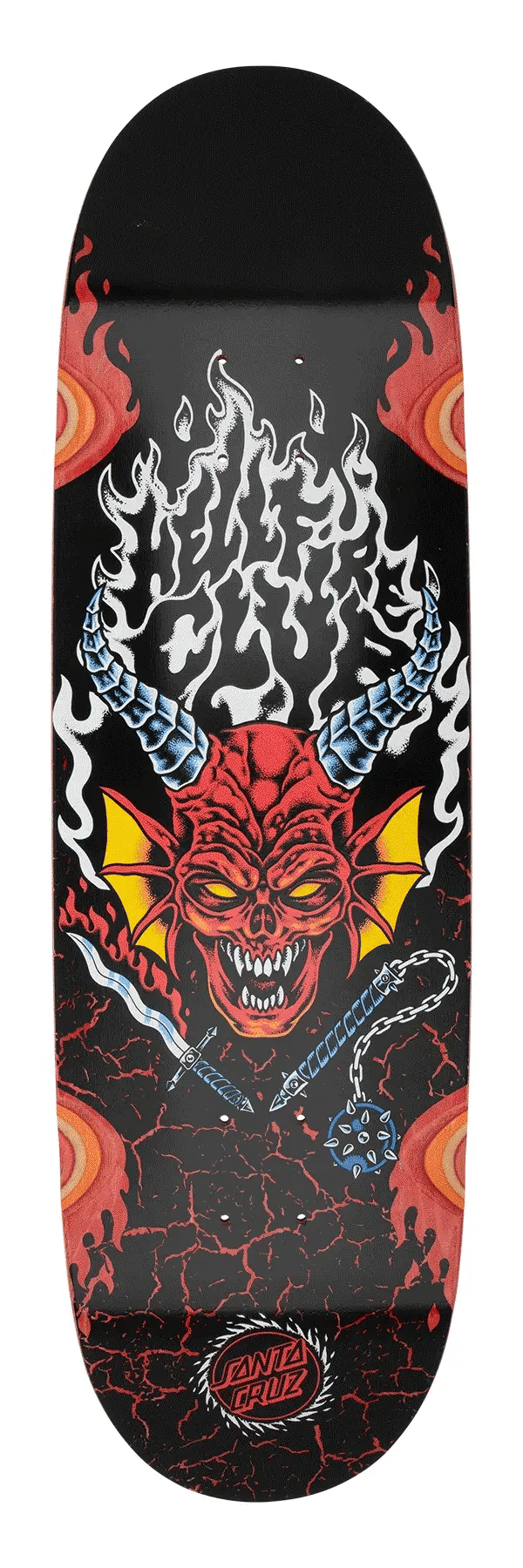 9in Stranger Things Hellfire Club Flames Santa Cruz Skateboard Deck