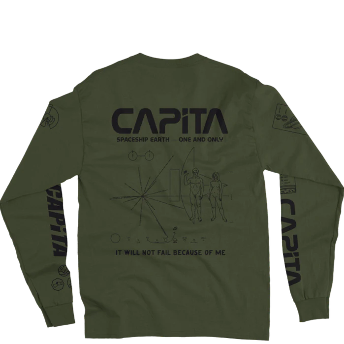 Capita Spaceship long Sleeve Tee - Military Green/Black (SIZE SMALL)