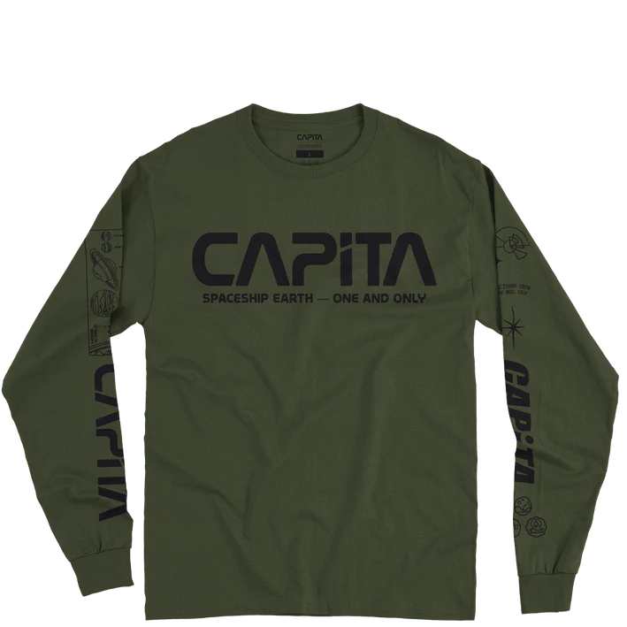 Capita Spaceship long Sleeve Tee - Military Green/Black (SIZE SMALL)