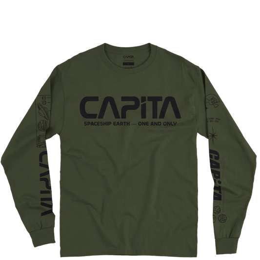 Capita Spaceship long Sleeve Tee - Military Green/Black (SIZE SMALL)
