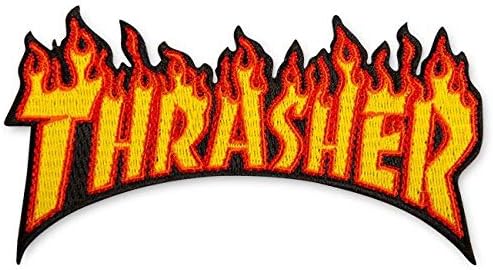 THRASHER Skateboard Magazine Patch Flame Logo Yellow 2" x 4.5"