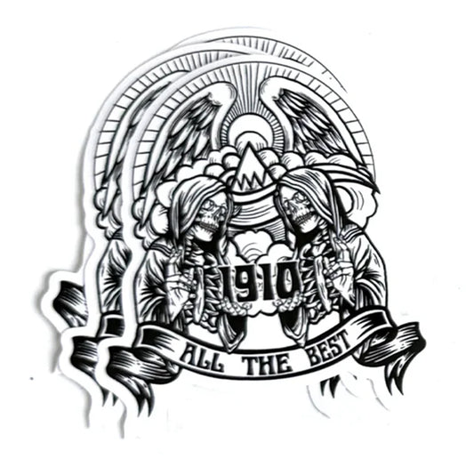 1910 Skeletons Sticker White Black 4inch
