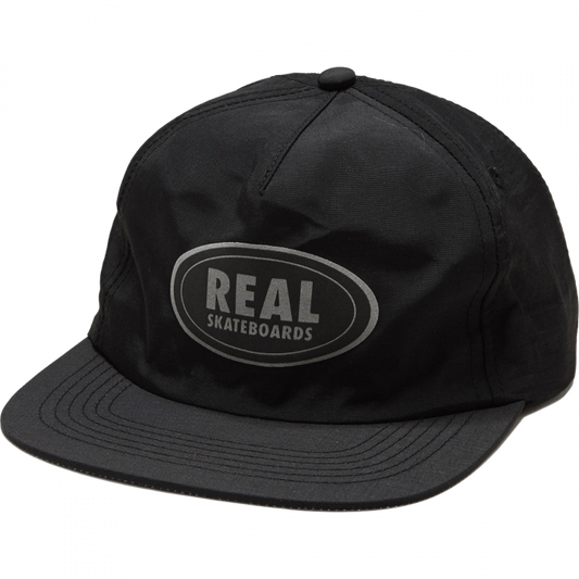 Real Oval Logo Snapback Hat Black/Reflect