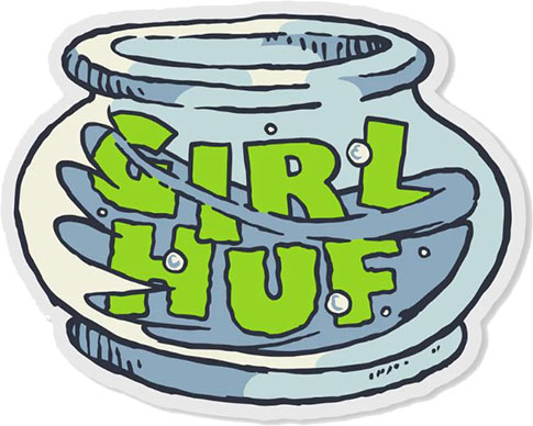 HUF/GIRL FISH BOWL STICKER 3"