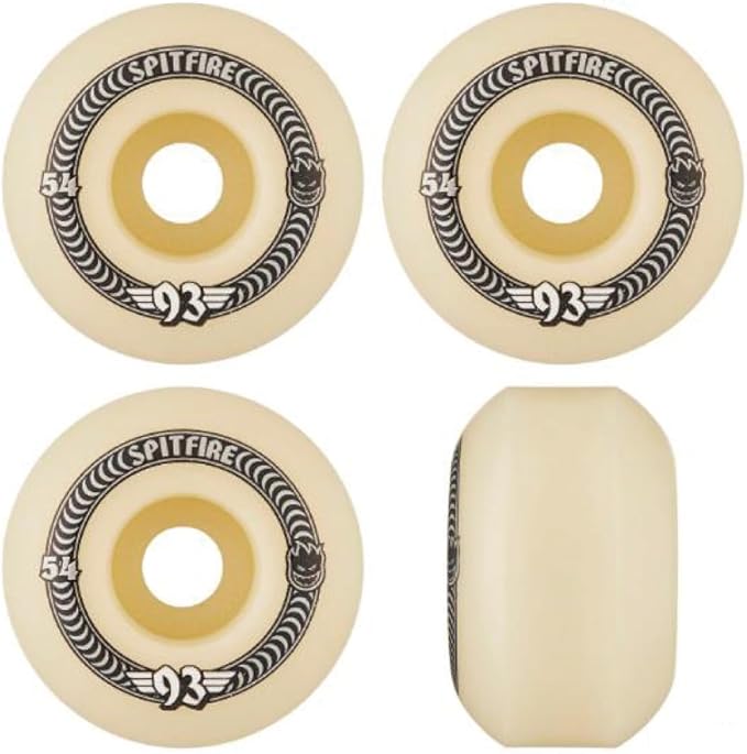 Spitfire Skateboard Wheels 54mm F4 Soft Sliders 93A Classics Natural