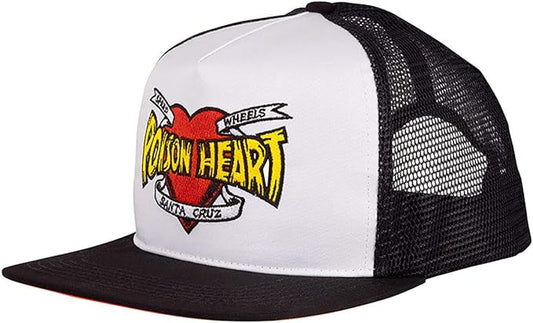 SANTA CRUZ Men's Poison Heart Mesh Mid Profile Trucker Adjustable Hat One Size,Black/White