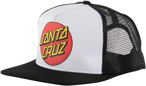 SANTA CRUZ Mesh Back Trucker Hat Classic Dot Skate Hat Black/White, One Size