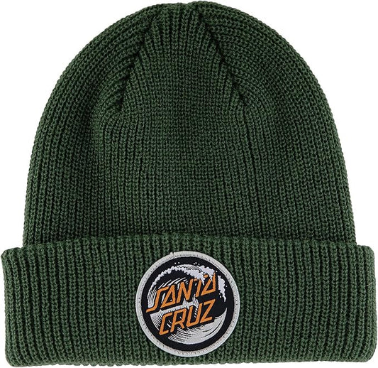 SANTA CRUZ Wave Dot Beanie Long Shoreman Hat Forest/Grey/Orange OS Unisex