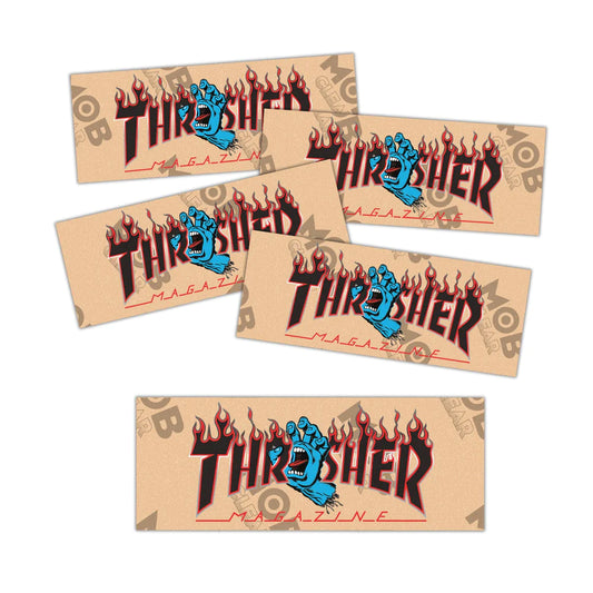 9in Thrasher x Santa Cruz Clear Mob Skateboard Grip Strips (5 Pack)