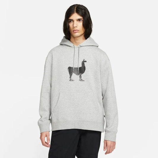 Nike SB Llama Fleece Pullover Skate Hoodie - Dark Heather Grey/Black