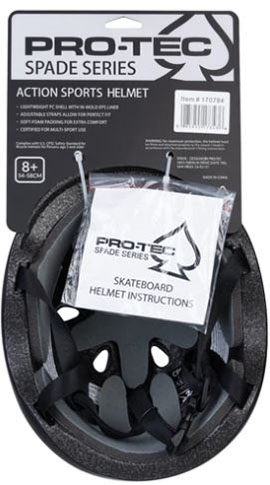 PRO TEC SPADE SERIES CERTIFIED HELMET BLACK SIZED FOR AGES 8+