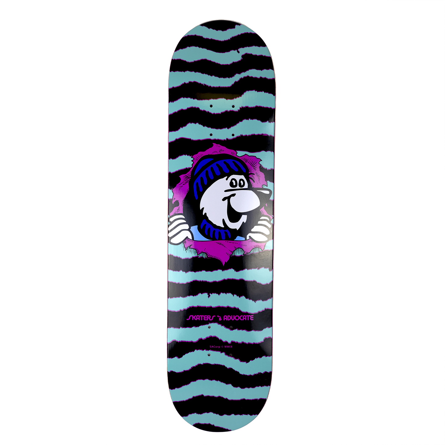 Skaters Advocate Ripper Bear Turquoise, Pink, Black  31.875"  X 8.0" Skateboard Deck