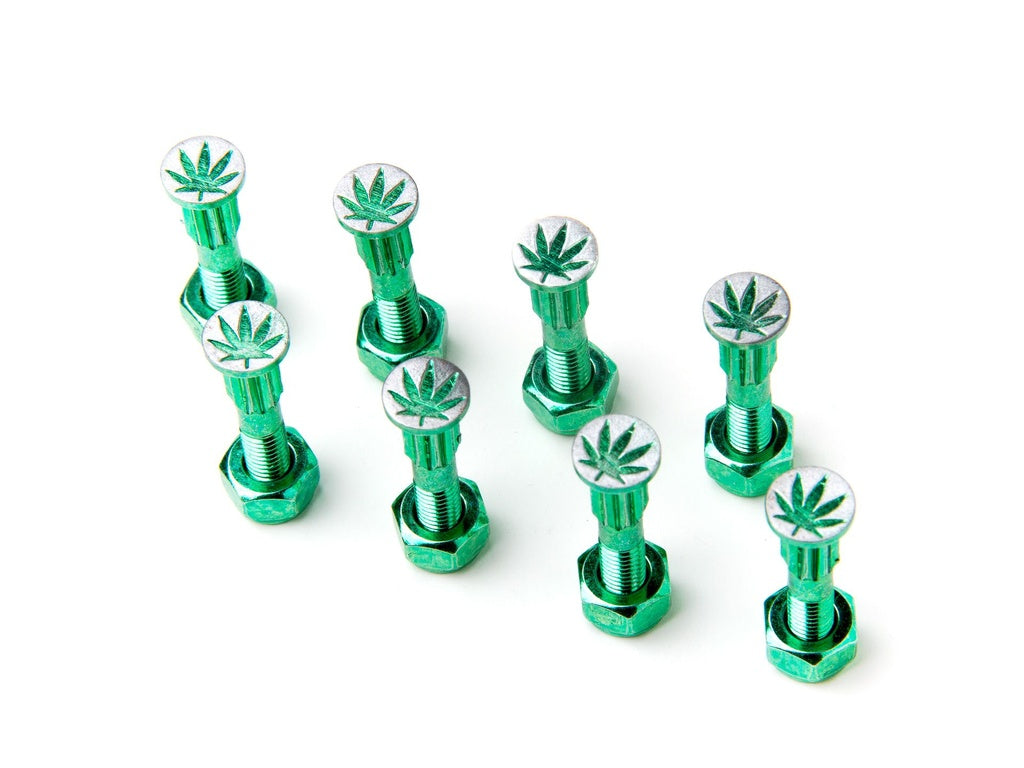 SCREW CITY SKATEBOARD HARDWARE GREEN SWEET LEAF 1"