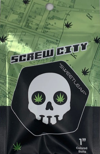 SCREW CITY SKATEBOARD HARDWARE GREEN SWEET LEAF 1"