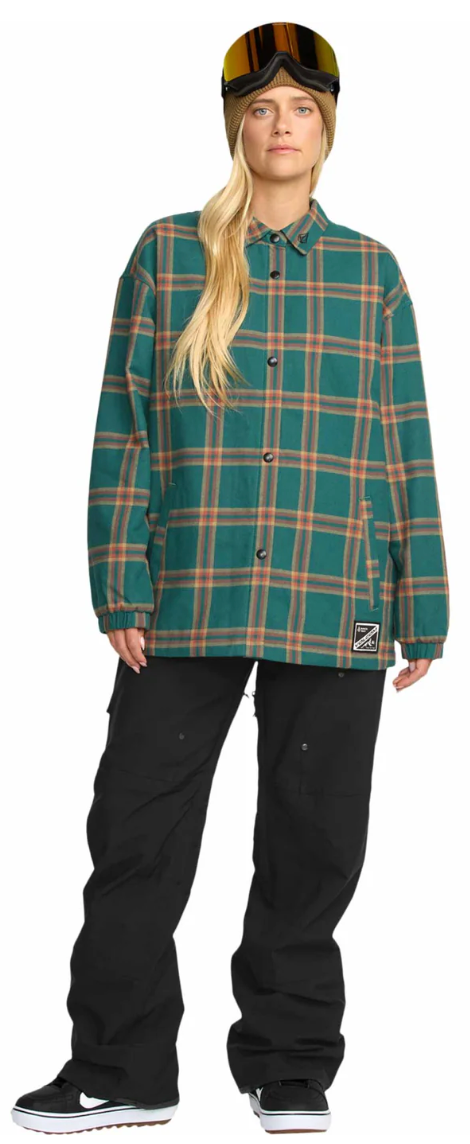 VOLCOM WOMENS INSULATED RIDING FLANNEL JACKET ATLANTIC DEEP 2026
