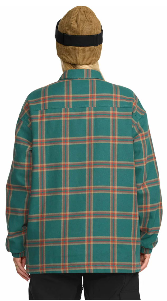 VOLCOM WOMENS INSULATED RIDING FLANNEL JACKET ATLANTIC DEEP 2026