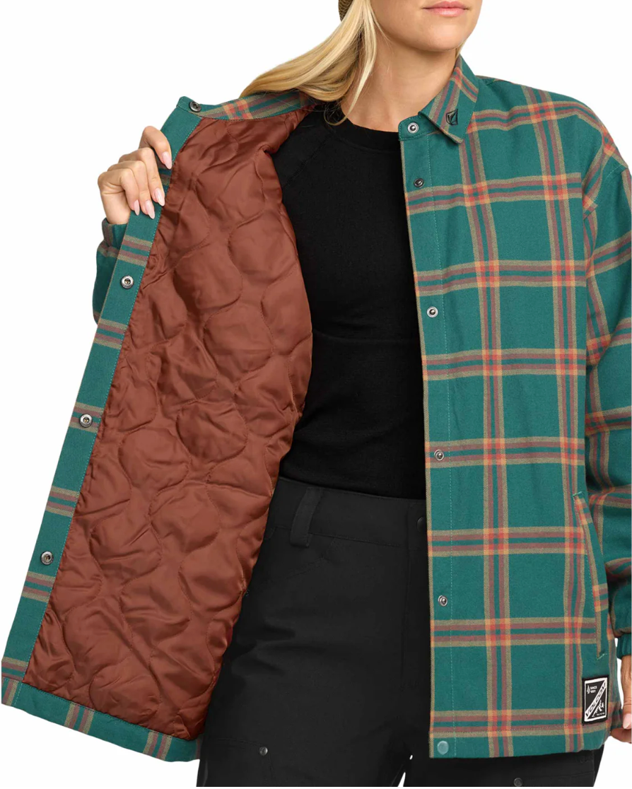 VOLCOM WOMENS INSULATED RIDING FLANNEL JACKET ATLANTIC DEEP 2026