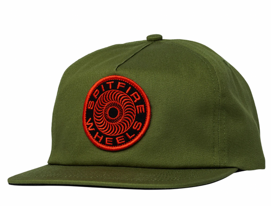 Spitfire Wheels Hat Classic 87 Swirled Patch Snapback Olive/Red/Black
