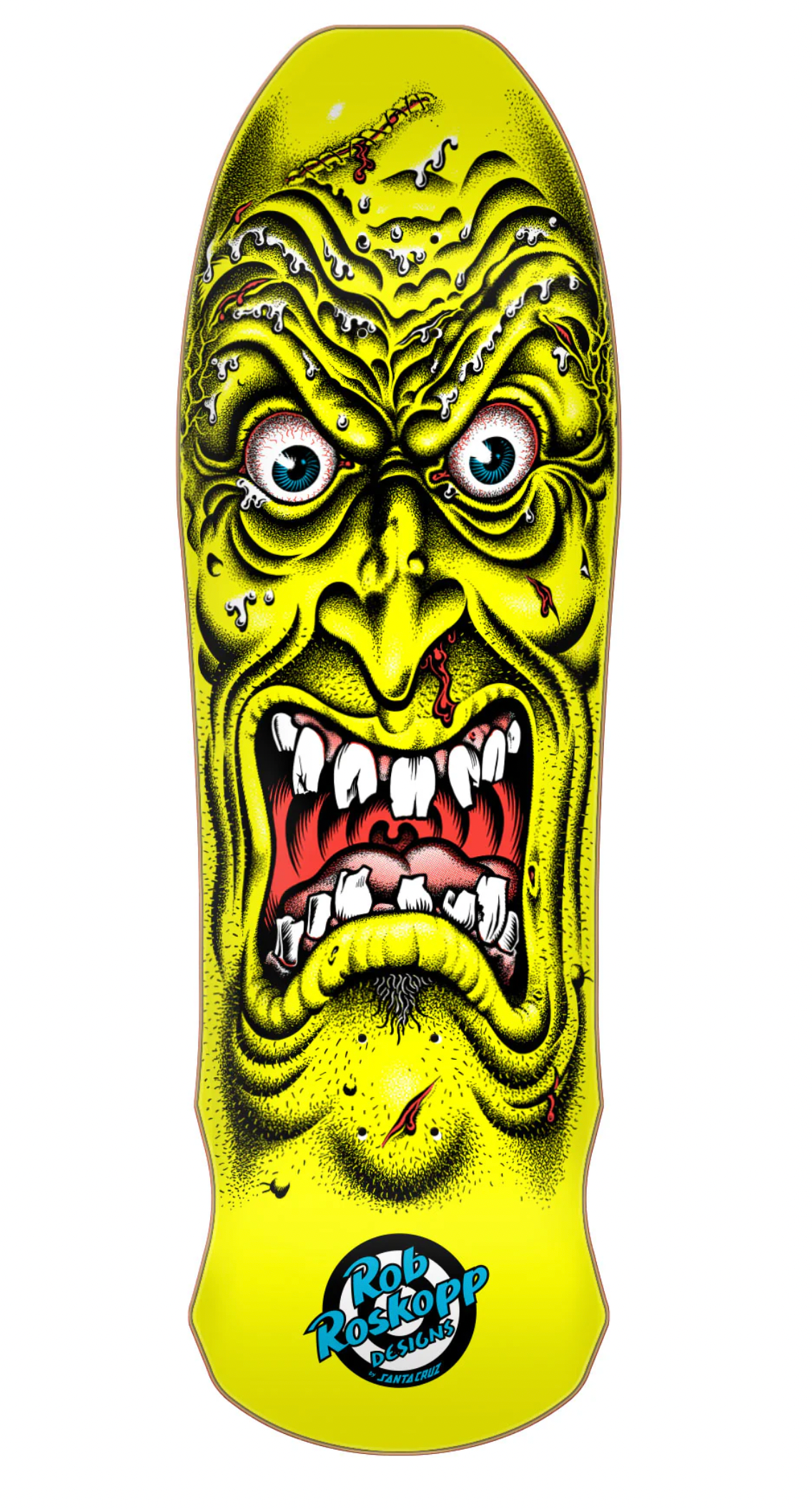 9.5in Rob Roskopp Face Yellow Reissue Santa Cruz Skateboard Deck