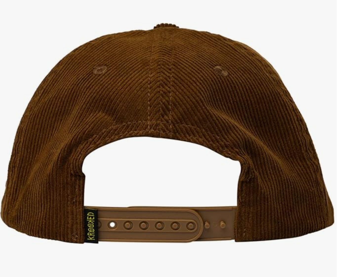 Brown Corduroy Krooked Skript Snapback Hat - Gold